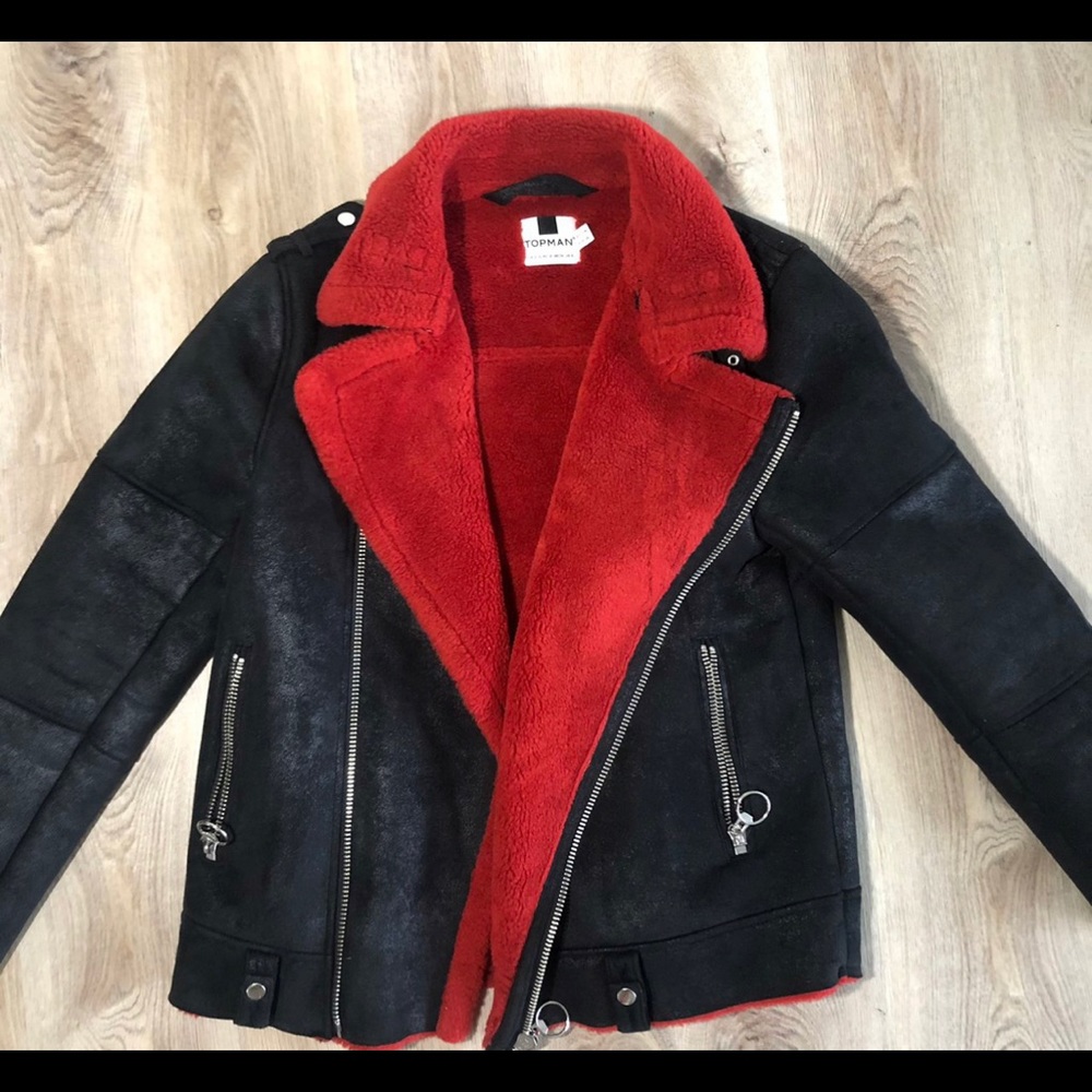 Topman Faux Suede Jacket w Red Lining